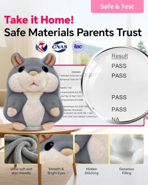 Tworiver Talking Hamster Toy. Repeats What You Say. Interactive Plush Toy for Toddlers.