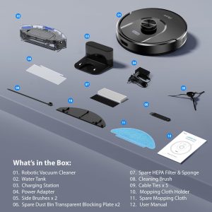 Tikom Robot Vacuum and Mop Combo. 6000Pa Automatic Robotic Vacuum Cleaner.